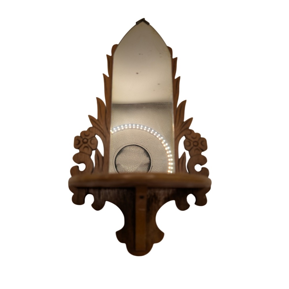 Scroll Products Company Wall Sconce wood mirror 1935 hanging 12 inch vintage